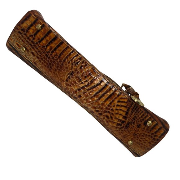 Vintage Brahmin Crocodile Embossed Shoulder Bag 14" Toasted Almond Handbag - Picture 6 of 16